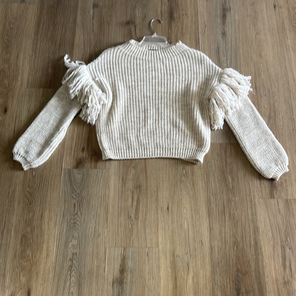 Anthropologie Maison Pholya Italian Alpaca Blend Knit cream off white LS Sweater